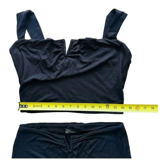 Naked wardrobe Black Flare Pant Soft Cropped Top Tank 2 PC Set Outfit Size 1X - Picture 12 of 15